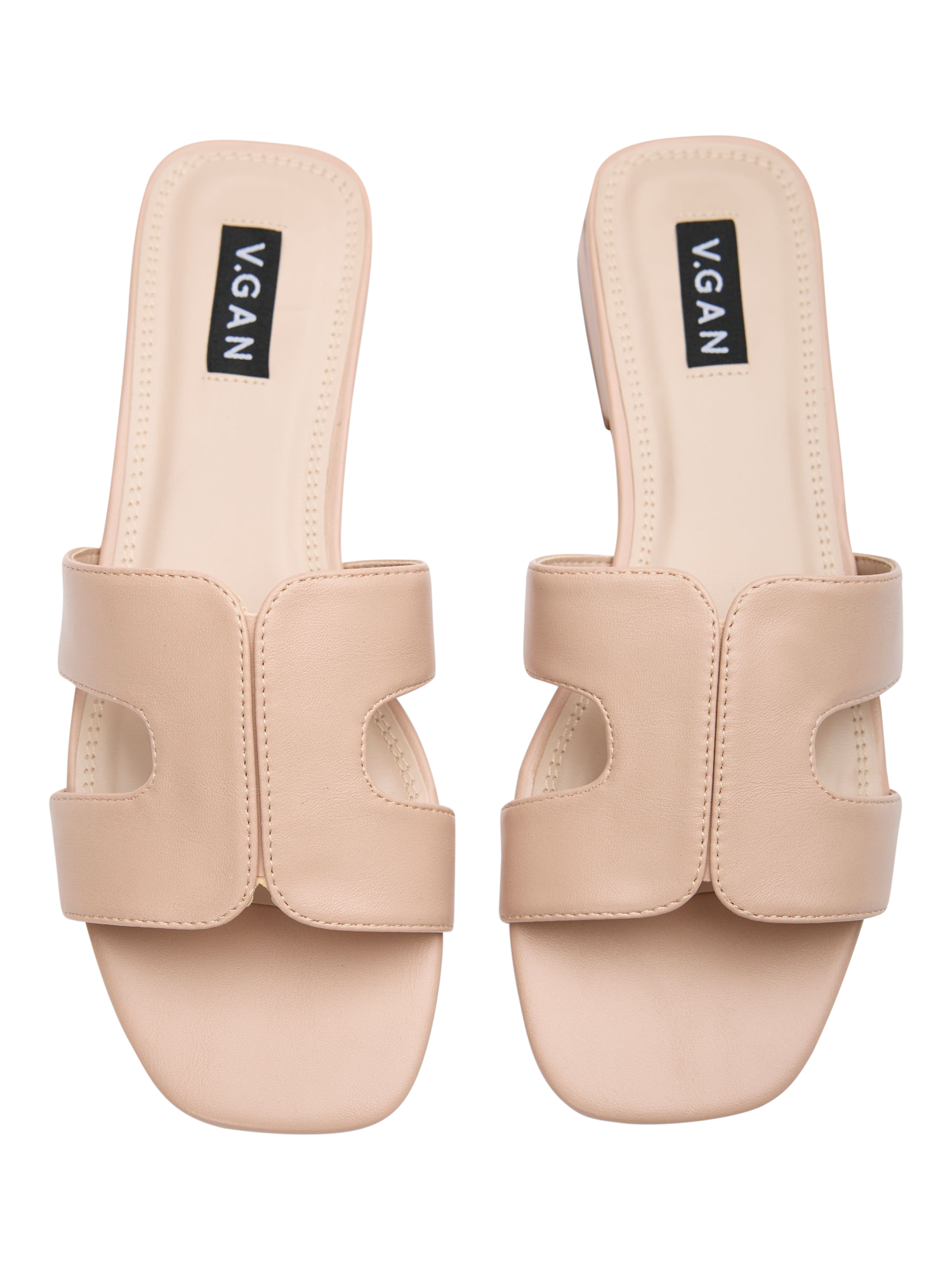 Product image 3 of 11, which shows V.GAN  Vegan Bok Slide Sandals, Taupe, 3