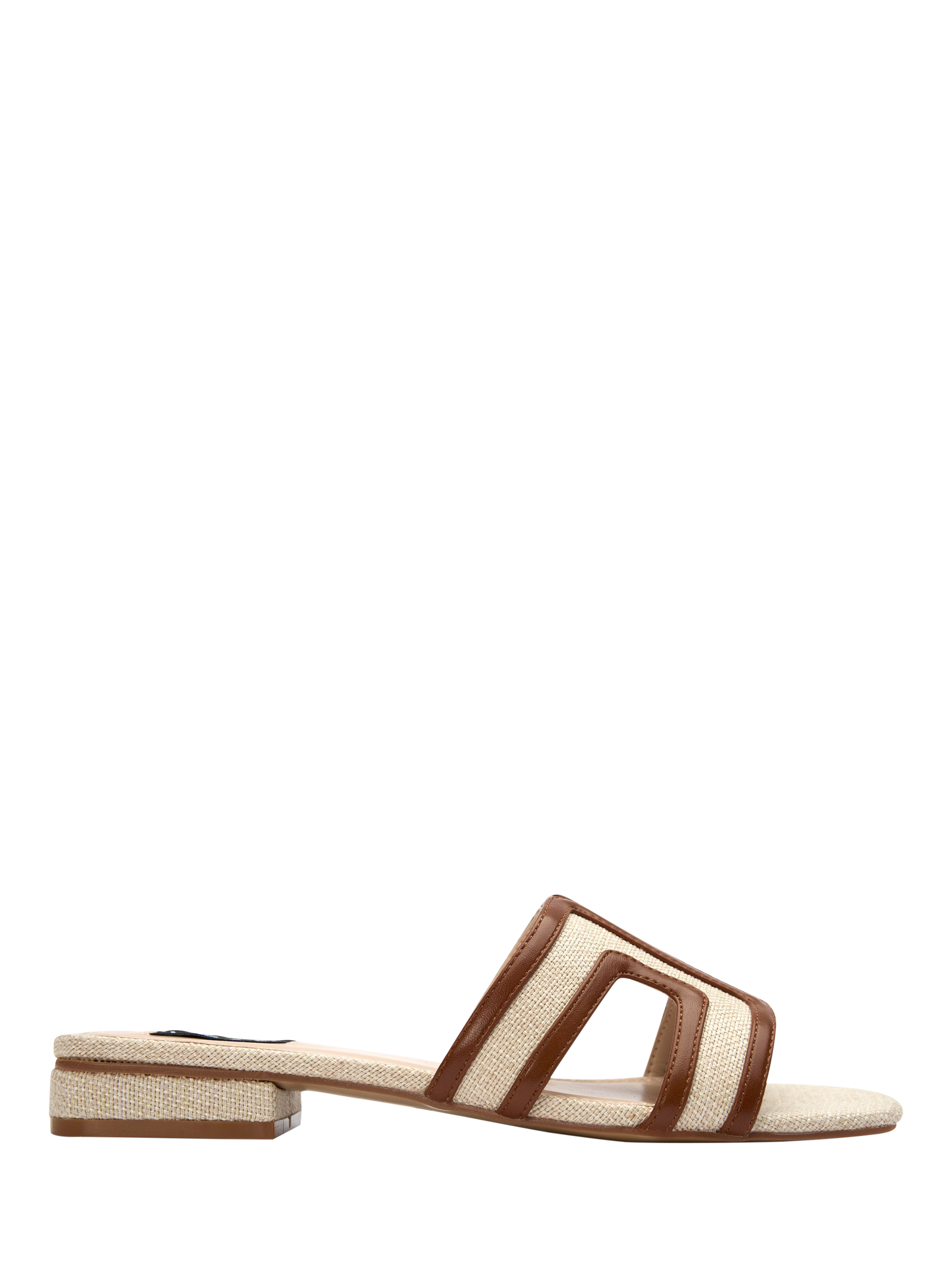 Product image 1 of 4, which shows V.GAN Vegan Bok Weave Slide Sandals, Light Brown, 3
