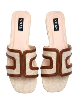 V.GAN Vegan Bok Weave Slide Sandals - view 2, Light Brown