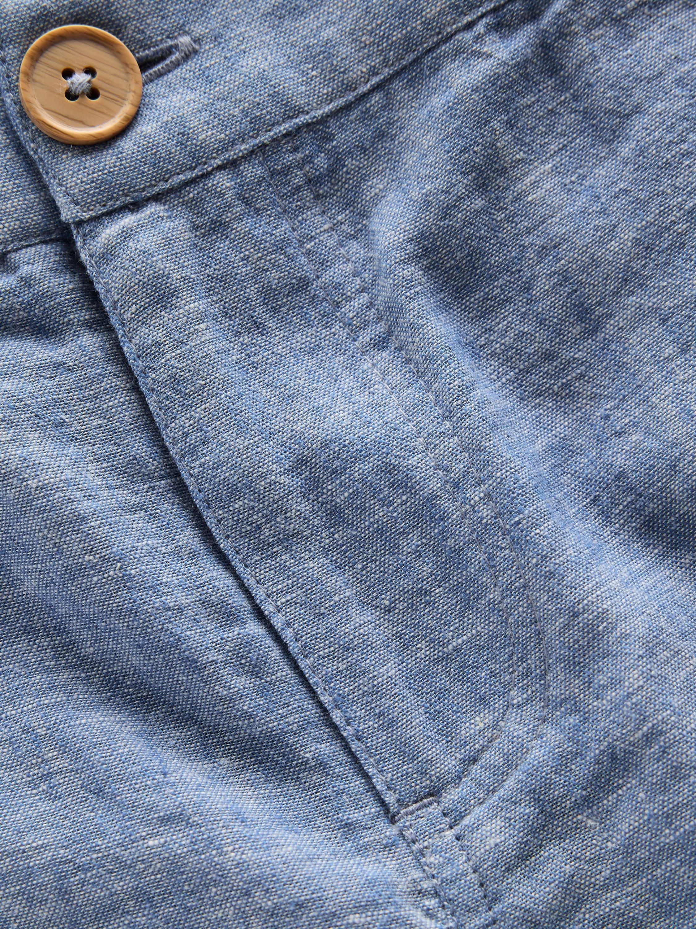 Product image 3 of 3, which shows Mini Boden Kids' Cotton Linen Lightweight Shorts , Chambray, 2-3 years