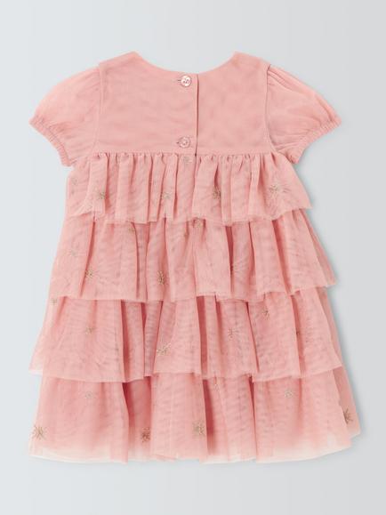 John Lewis Baby Tulle Layer Dress, Misty Rose - view 2, Misty Rose