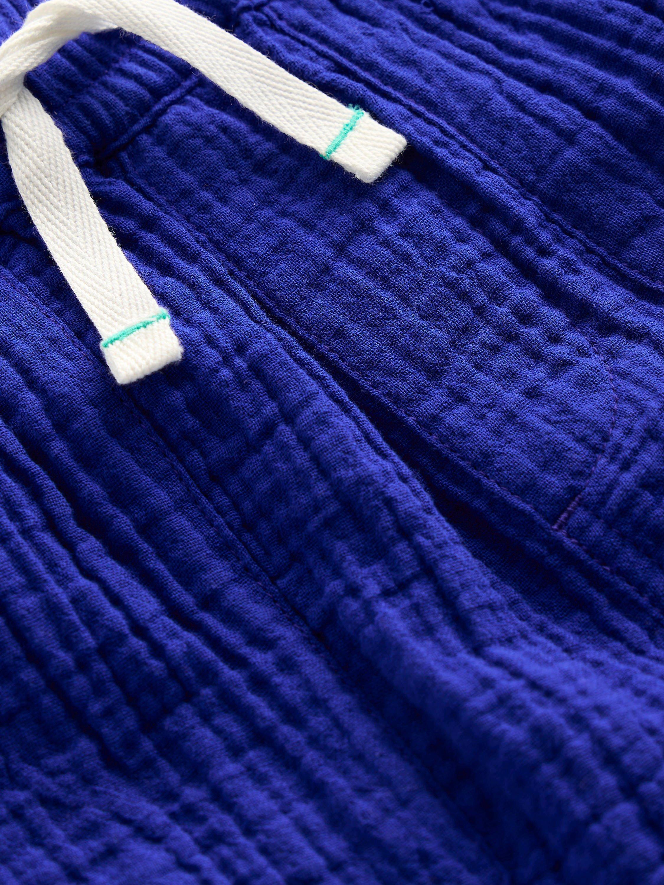 Product image 3 of 3, which shows Mini Boden Kids' Double Cloth Shorts, Bright Blue, 6-7 years