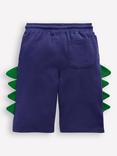 Mini Boden Kids' Cotton Jersey Applique Long Shorts, College Navy Iguana