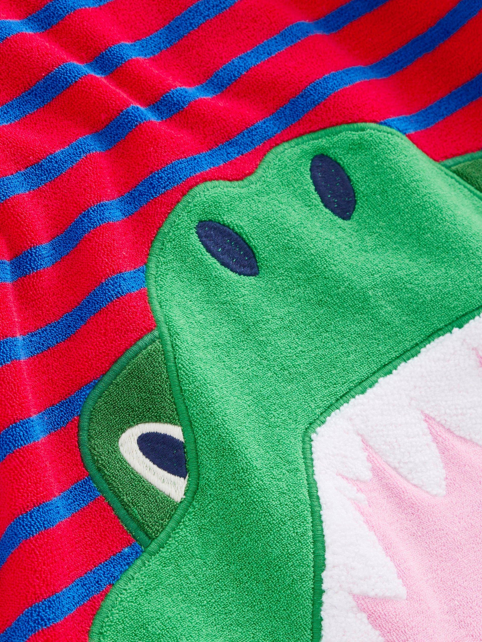 Product image 3 of 3, which shows Mini Boden Kids' Applique Towelling Robe, Blue/Poppy Red Croc, Blue/Poppy Red Croc, 3-4 yrs