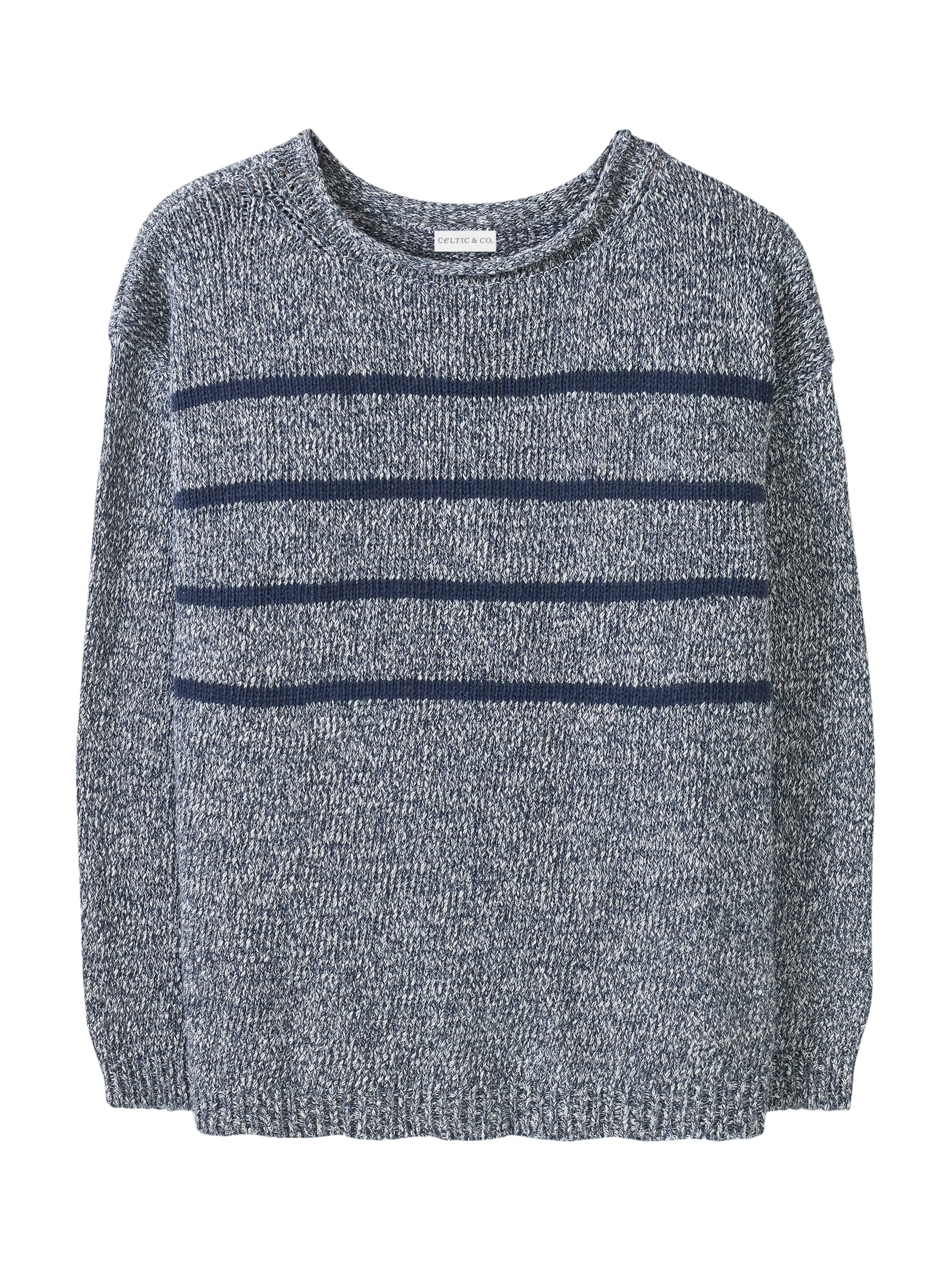 Product image 3 of 6, which shows Celtic & Co. Yarn Twist Breton Jumper, Navy, XS