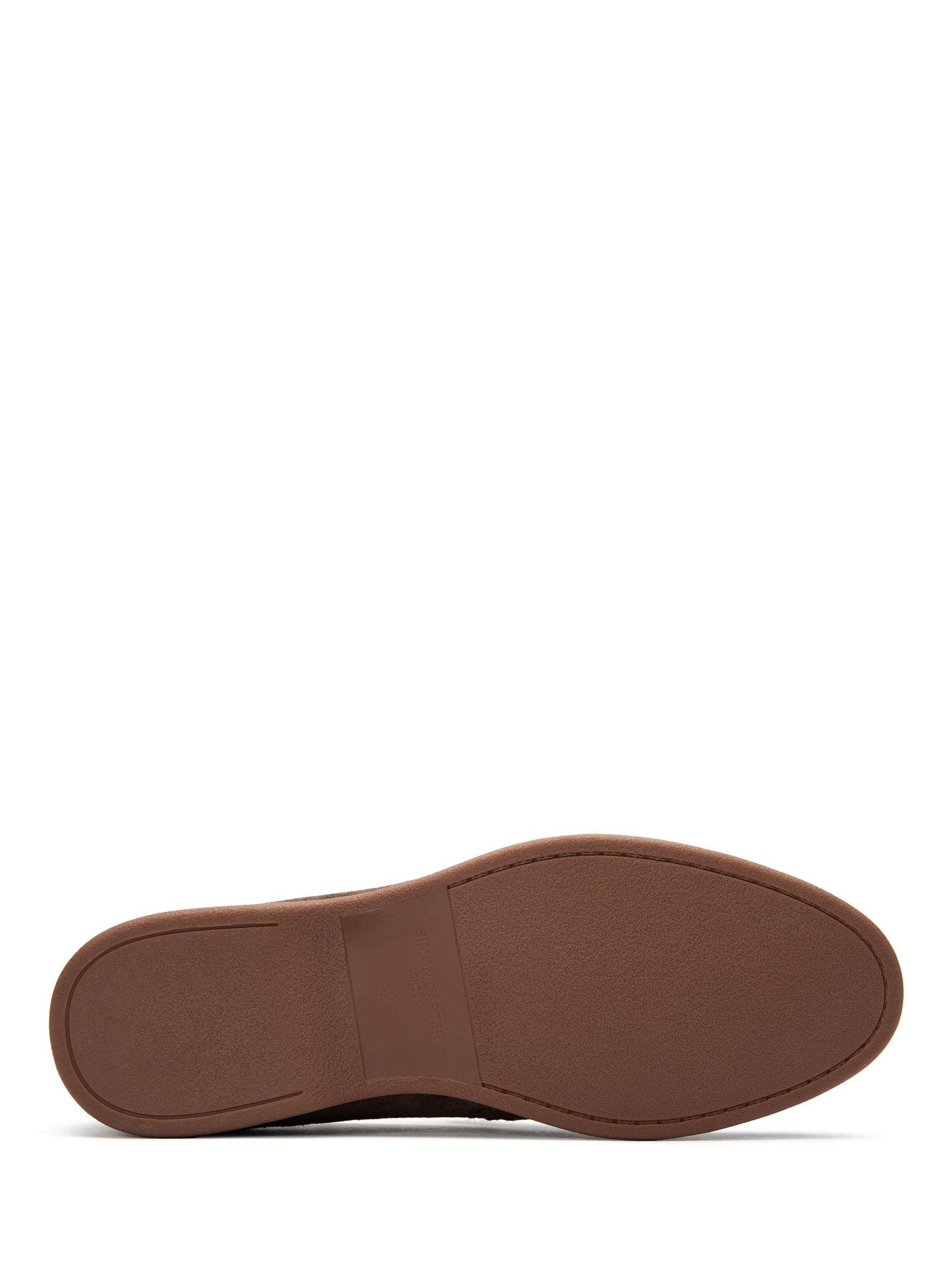 Product image 2 of 5, which shows Simon Carter Tanius Suede Loafers, Chocolate, 6