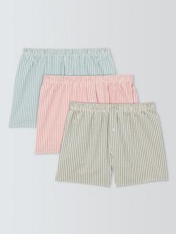 John Lewis Seersucker Stripe Cotton Boxers, Pack of 3, Multi