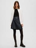 Selected A-Line Pure Leather Skirt, Black