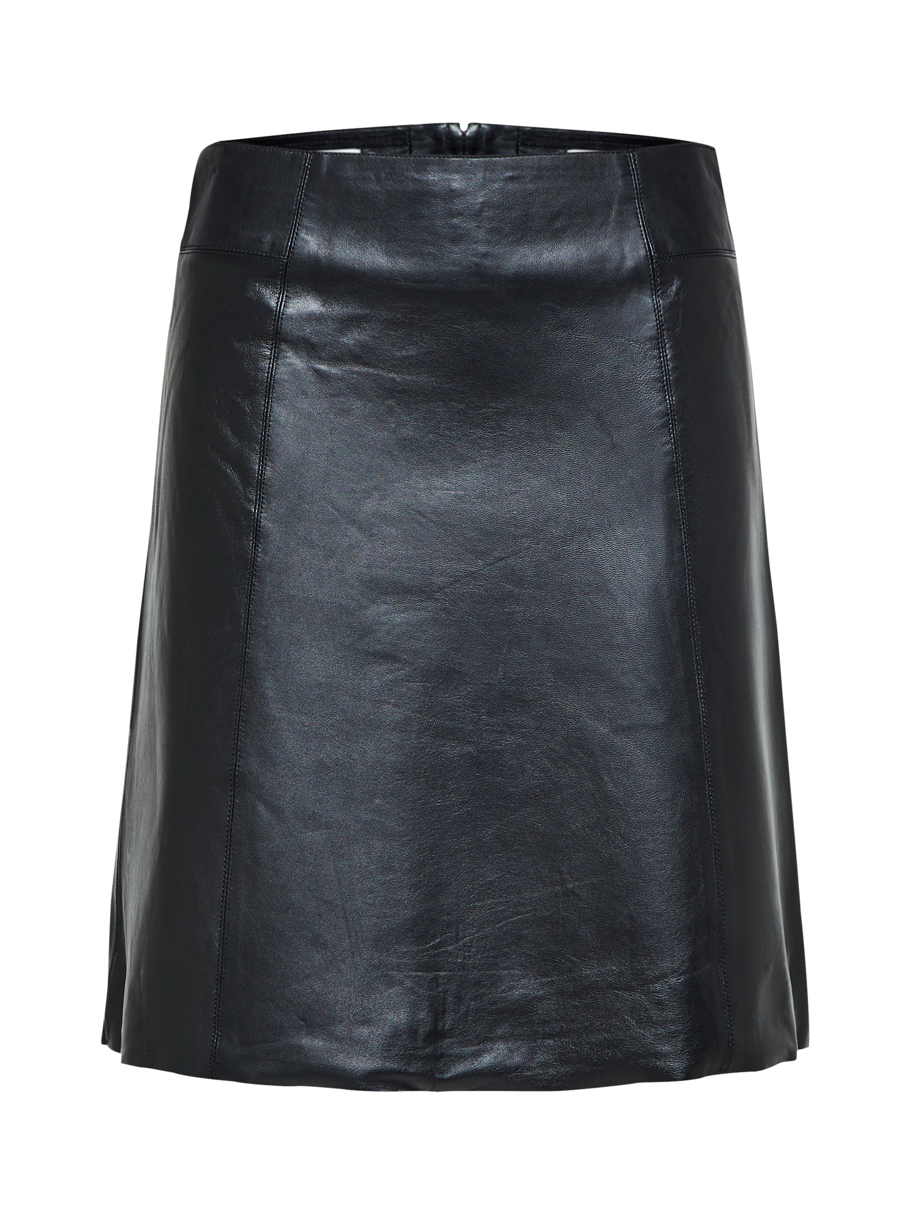 Product image 6 of 8, which shows Selected A-Line Pure Leather Skirt, Black, 34