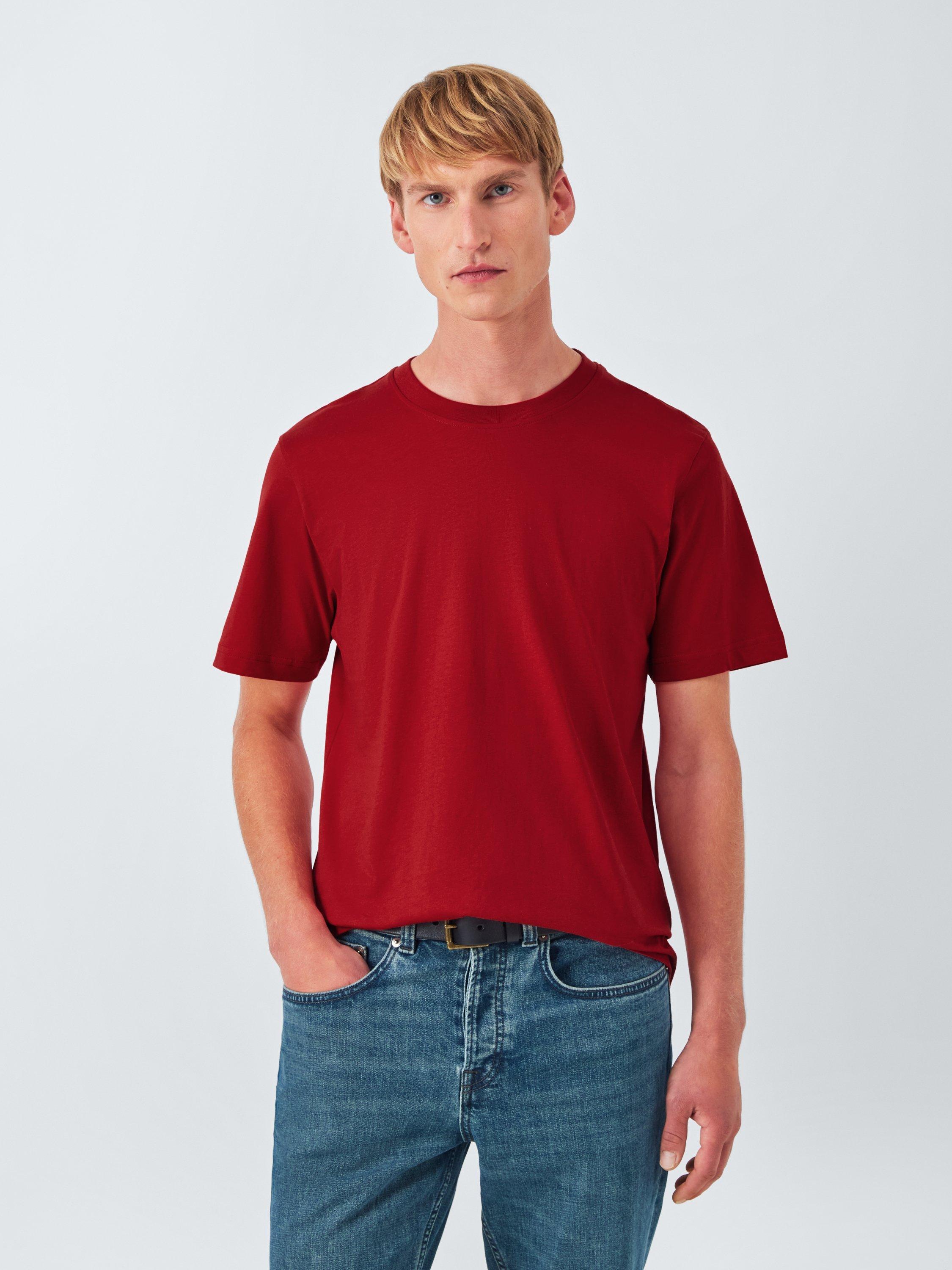 Product image 1 of 6, which shows John Lewis Crew Neck Cotton T-Shirt, Red, M