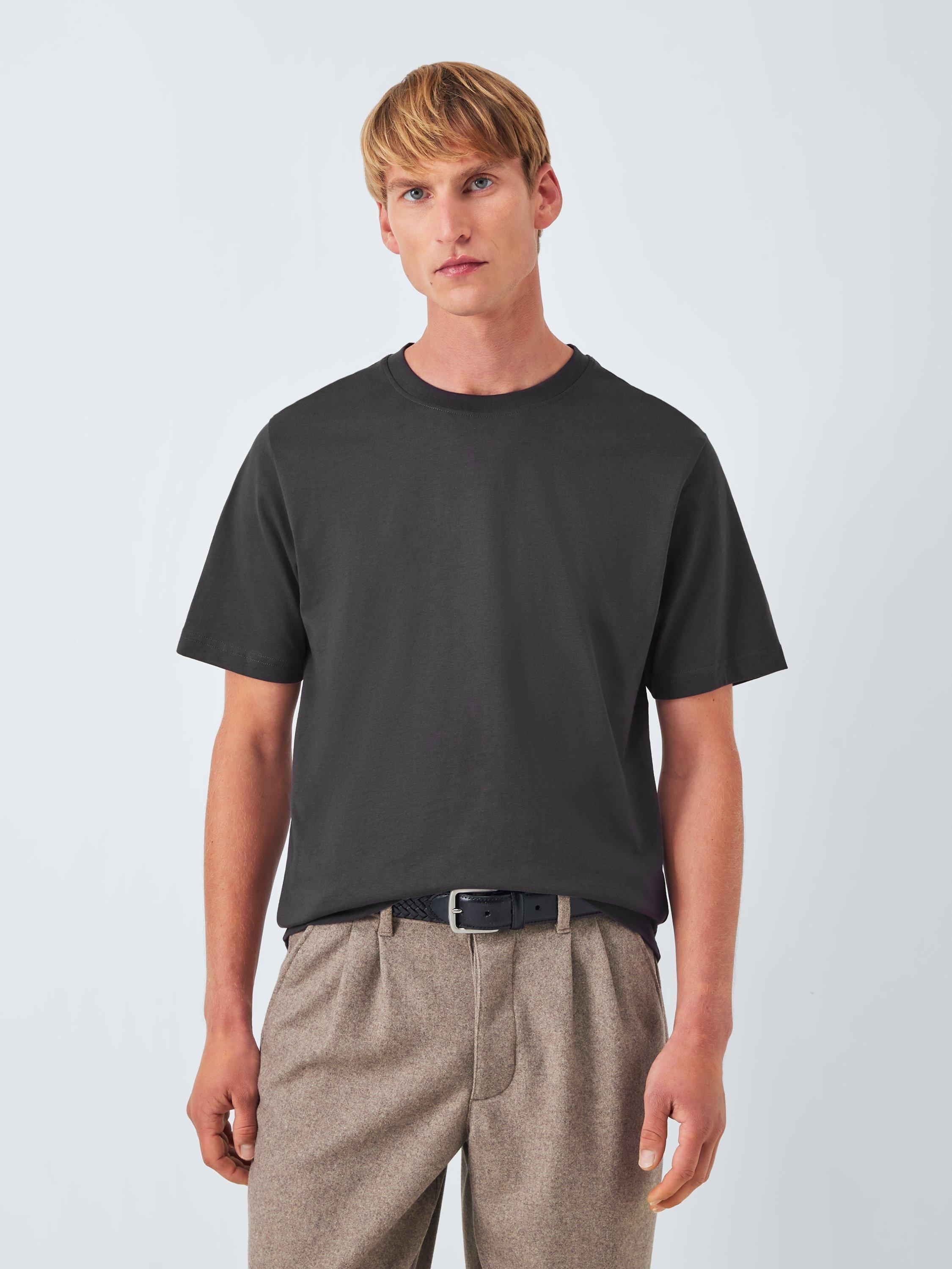 Product image 1 of 6, which shows John Lewis Crew Neck Cotton T-Shirt, Ebony, S