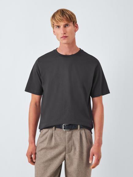 John Lewis Crew Neck Cotton T-Shirt, Ebony