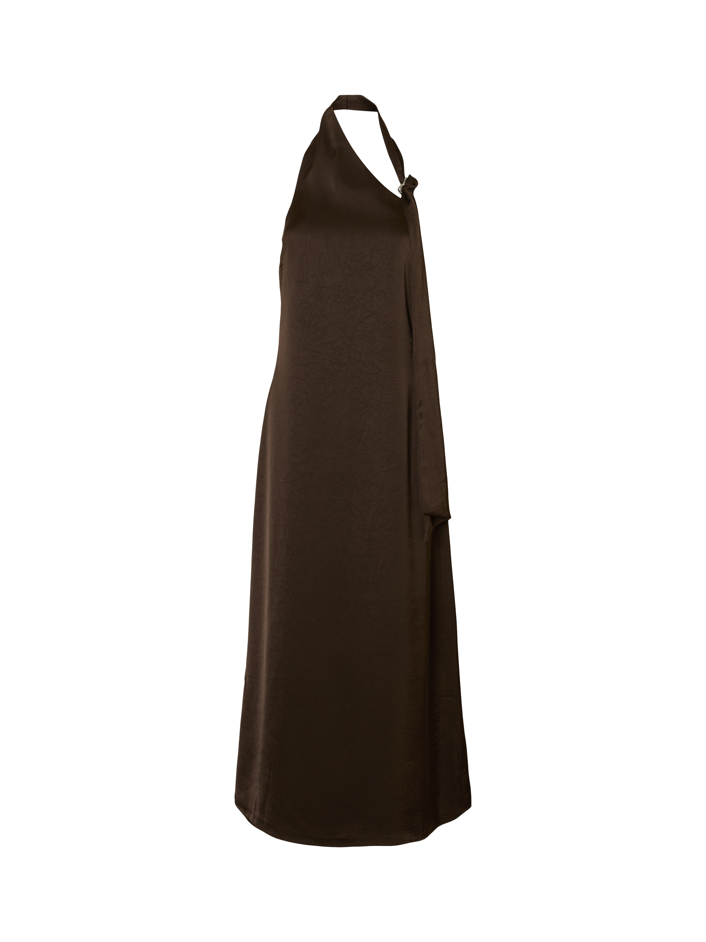 Product image 6 of 6, which shows Selected Cecilia Halterneck Open Back Sheath Maxi Dress, Brown, 34