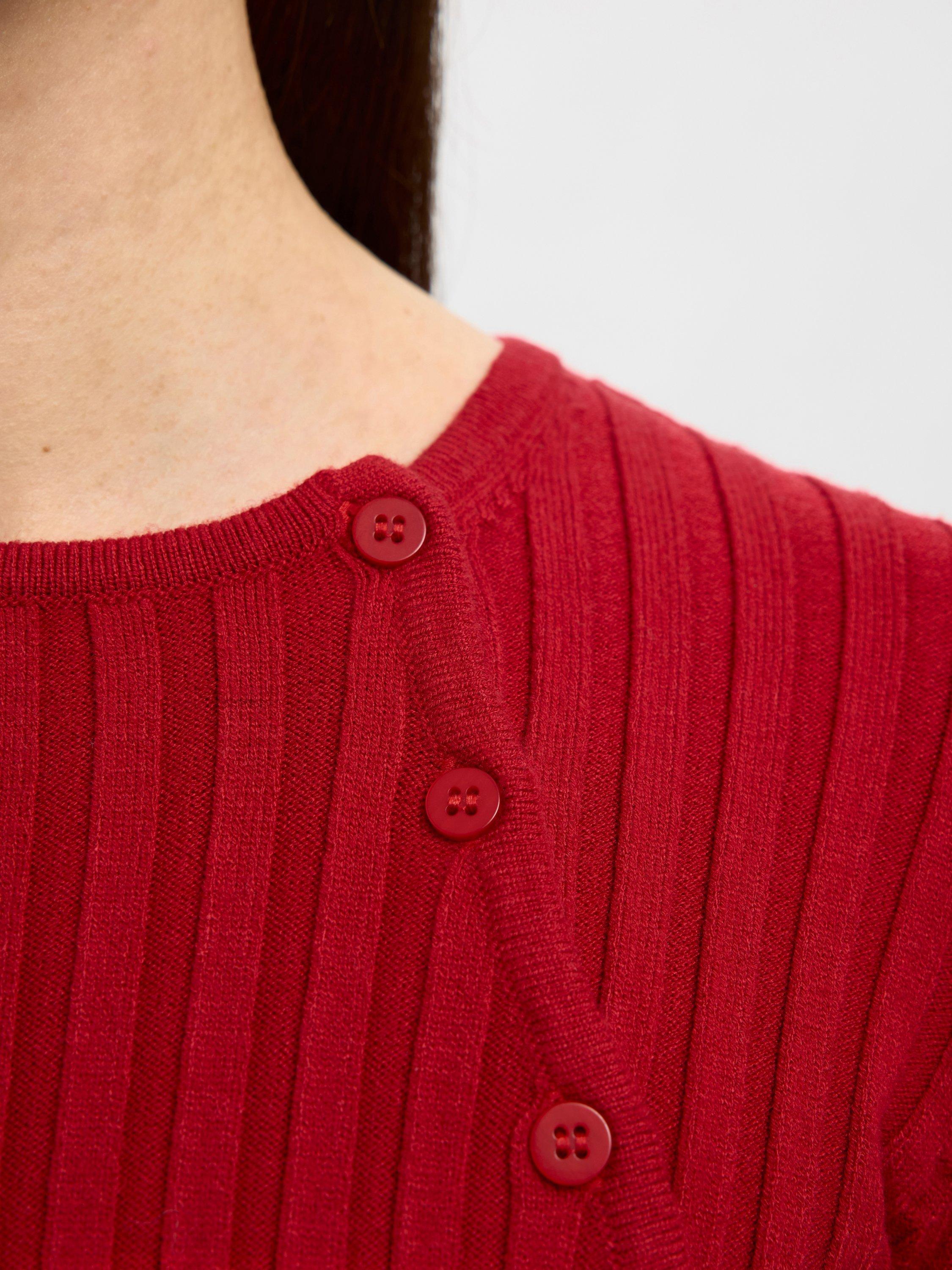 Product image 4 of 6, which shows Selected Helen Ribbed Long Sleeve Round Neck Top, Red, M