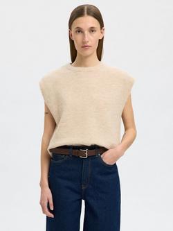 SELECTED FEMME Lulu Wool Blend Vest Top, Cream - view 2, Cream