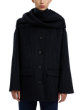 Selected Pam Wool Blend Stripe Long Sleeve Scarf Neck Jacket