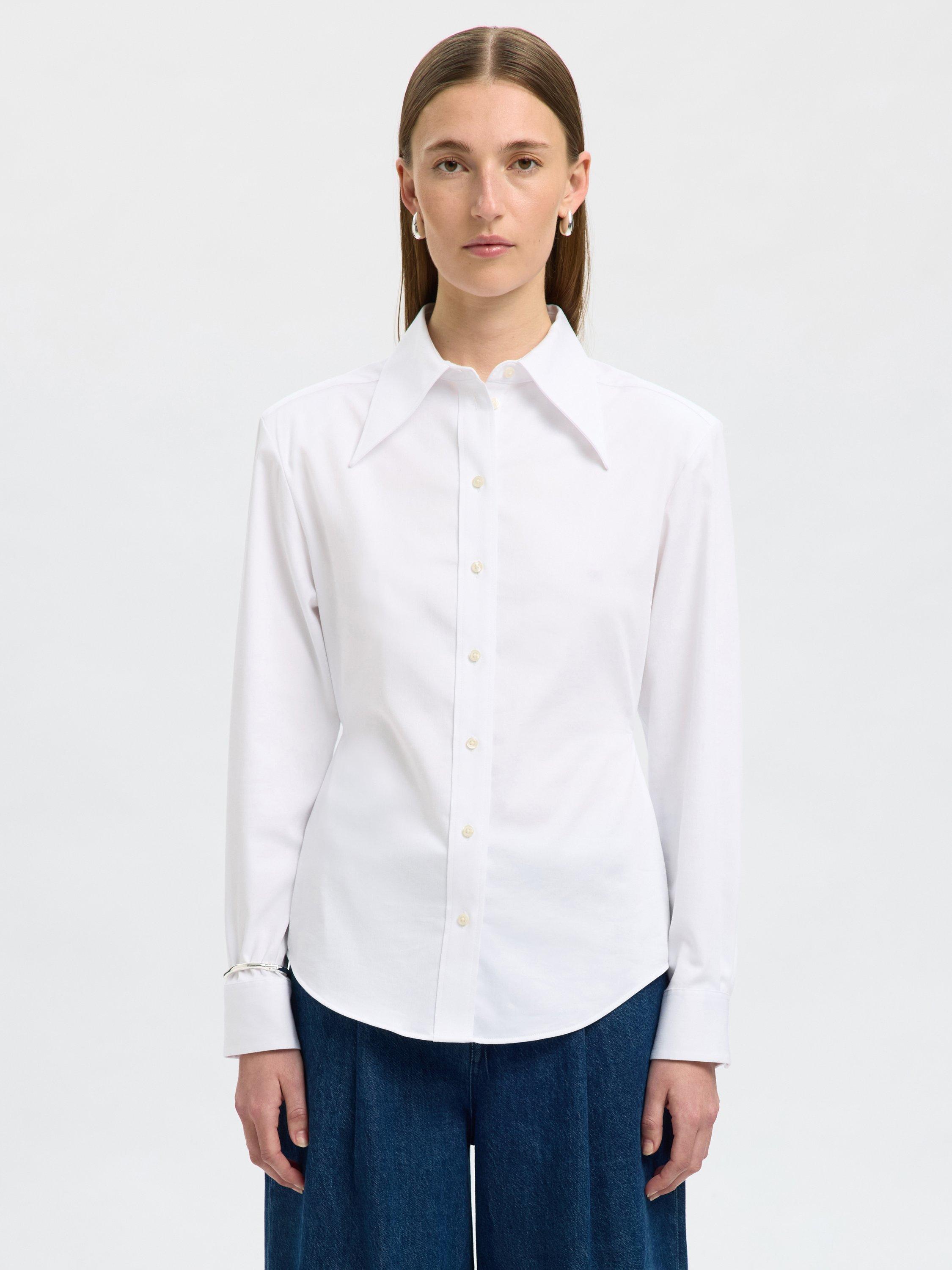 SELECTED FEMME Nicolina Slim Fit Long Sleeve Shirt, White