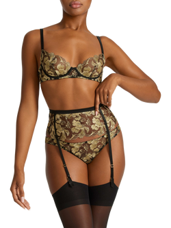 Coco de Mer Oriana Plunge Bra, Black And Gold, Black And Gold