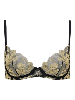 Coco de Mer Oriana Plunge Bra, Black And Gold - view 2, Black And Gold