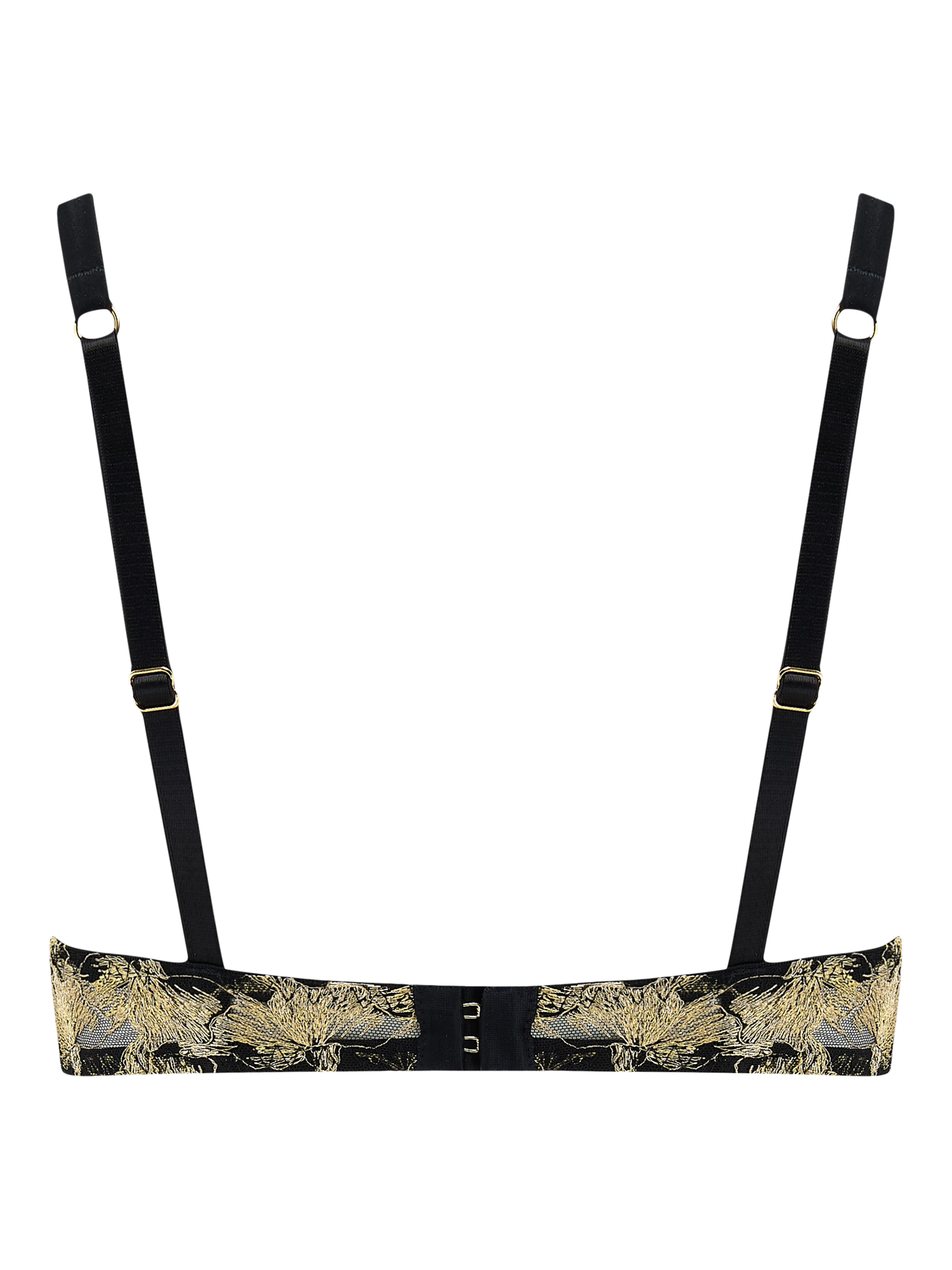 Product image 5 of 5, which shows Coco de Mer Oriana Plunge Bra, Black And Gold, 32B
