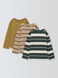 John Lewis Kids' Plain/Stripe Long Sleeve Tops, Pack of 3, Multi