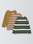 John Lewis Kids' Plain/Stripe Long Sleeve Tops, Pack of 3, Multi