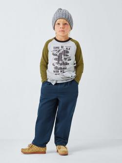 John Lewis Kids' Time to Fly Raglan Sleeve Top, Grey/Green - view 2, Grey/Green