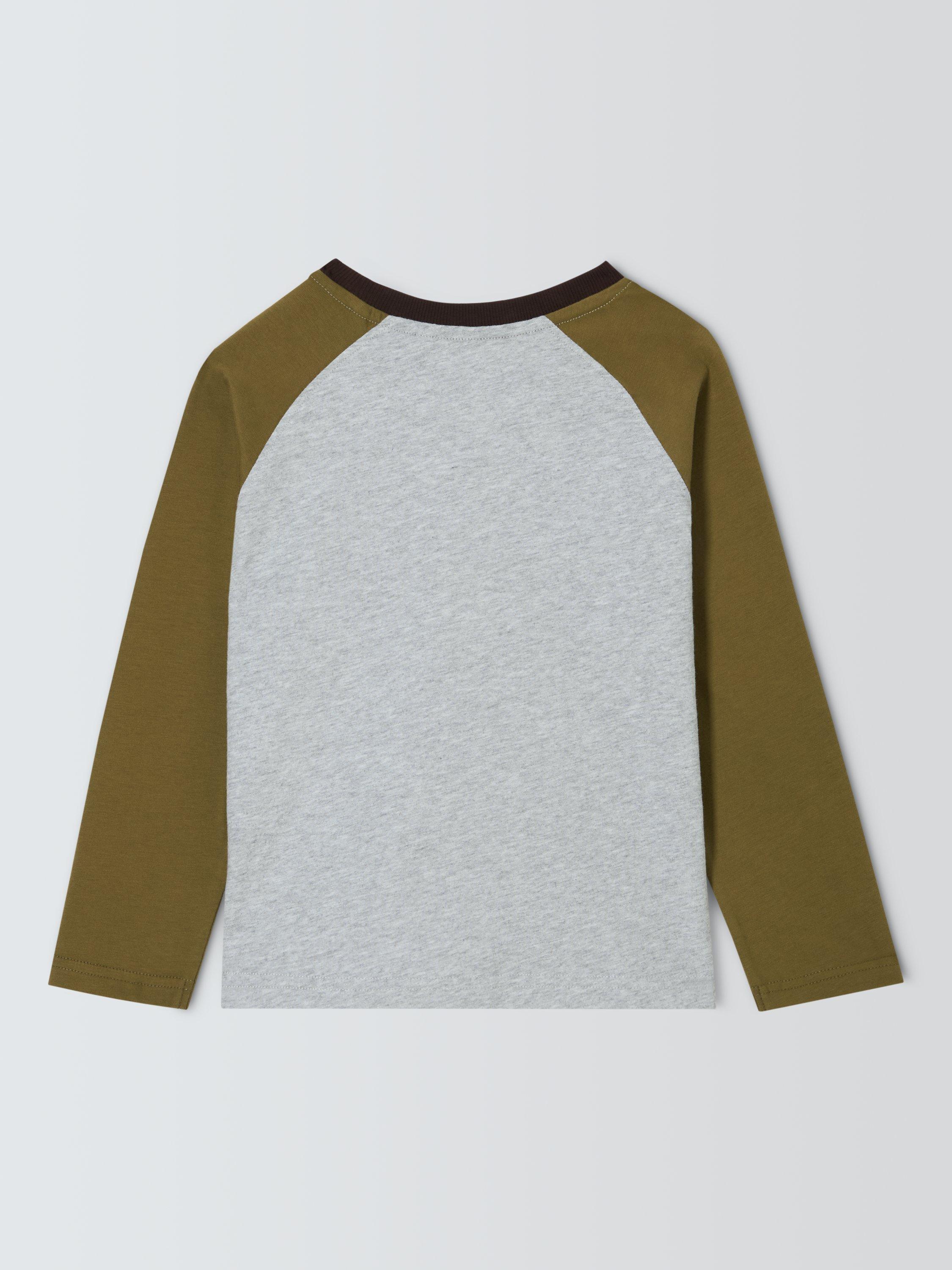 Product image 6 of 7, which shows John Lewis Kids' Time to Fly Raglan Sleeve Top, Grey/Green, 3 years