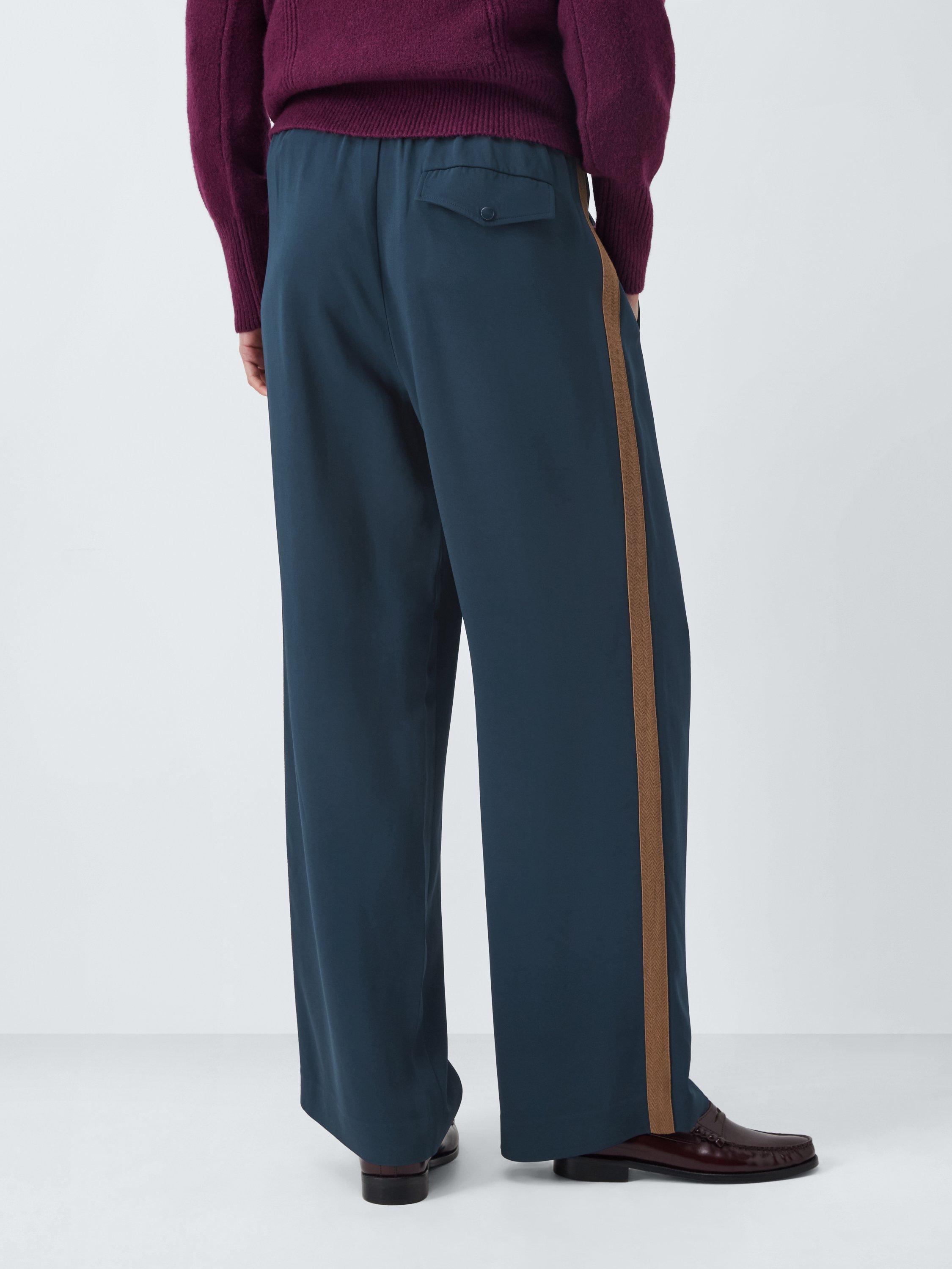 Product image 2 of 6, which shows John Lewis Fluid Side Stripe Wide Leg Joggers, Navy Side Stripe, 18