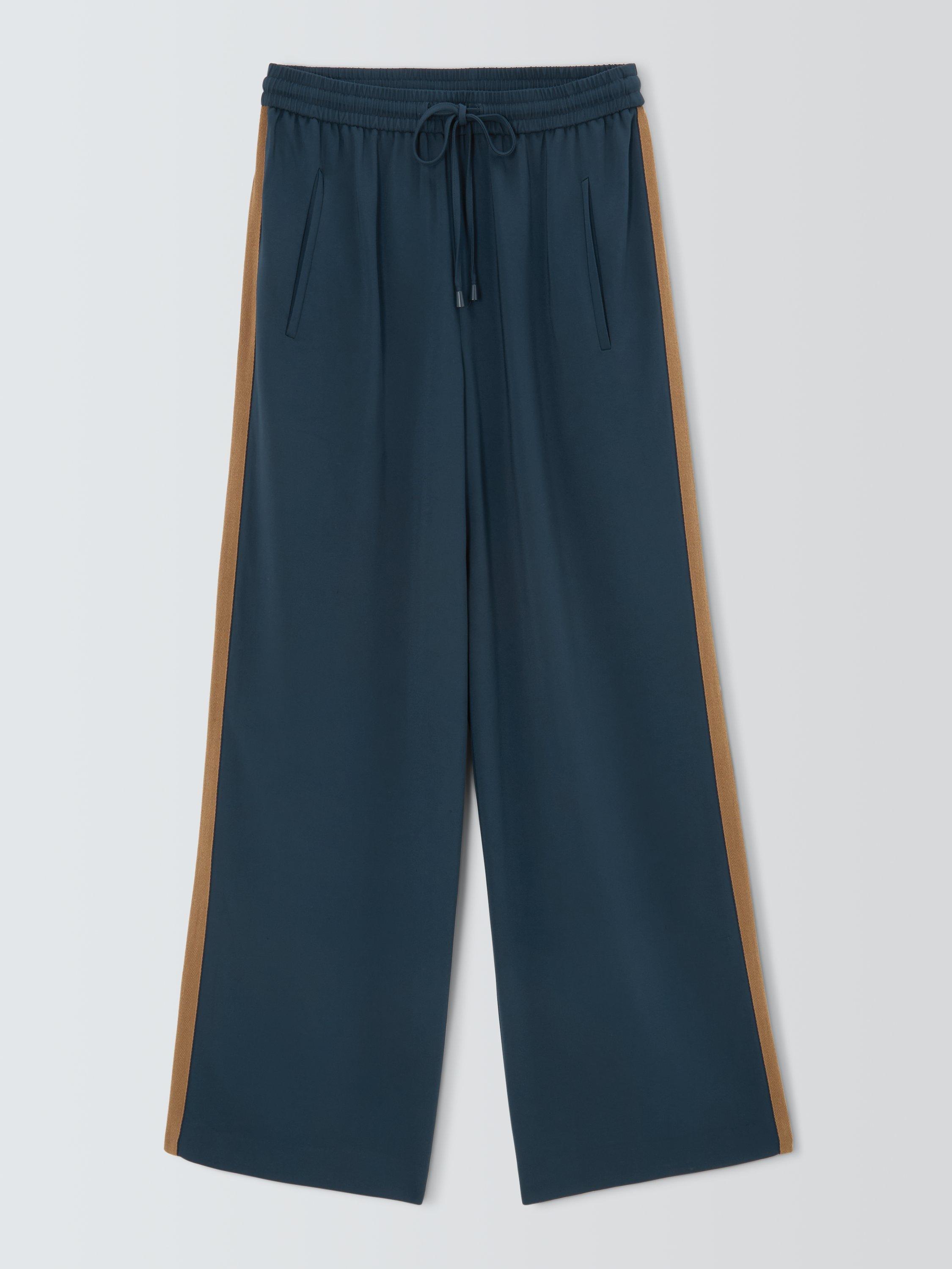 Product image 4 of 6, which shows John Lewis Fluid Side Stripe Wide Leg Joggers, Navy Side Stripe, 18