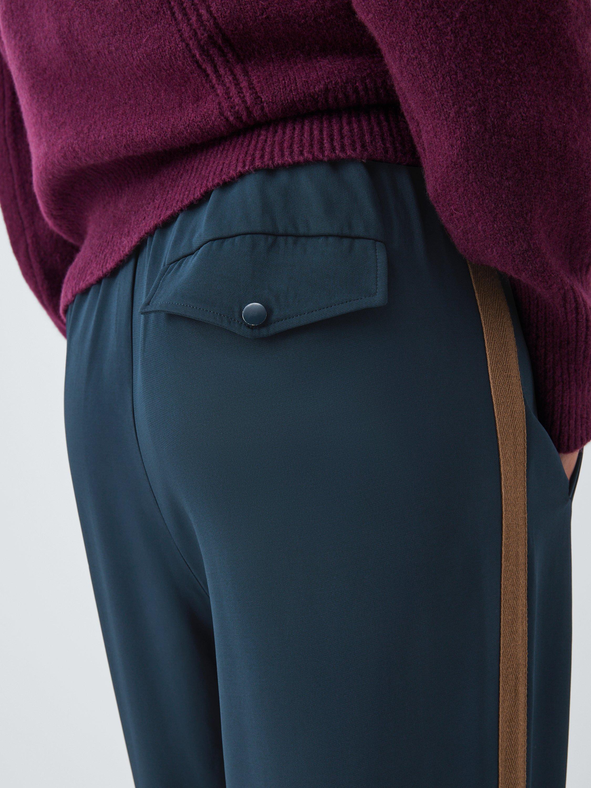 Product image 6 of 6, which shows John Lewis Fluid Side Stripe Wide Leg Joggers, Navy Side Stripe, 18