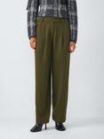 John Lewis Pleat Front Cotton Blend Cargo Trousers, Khaki