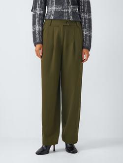 John Lewis Pleat Front Cotton Blend Cargo Trousers, Khaki, Khaki