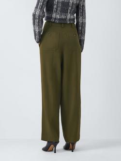 John Lewis Pleat Front Cotton Blend Cargo Trousers, Khaki - view 2, Khaki