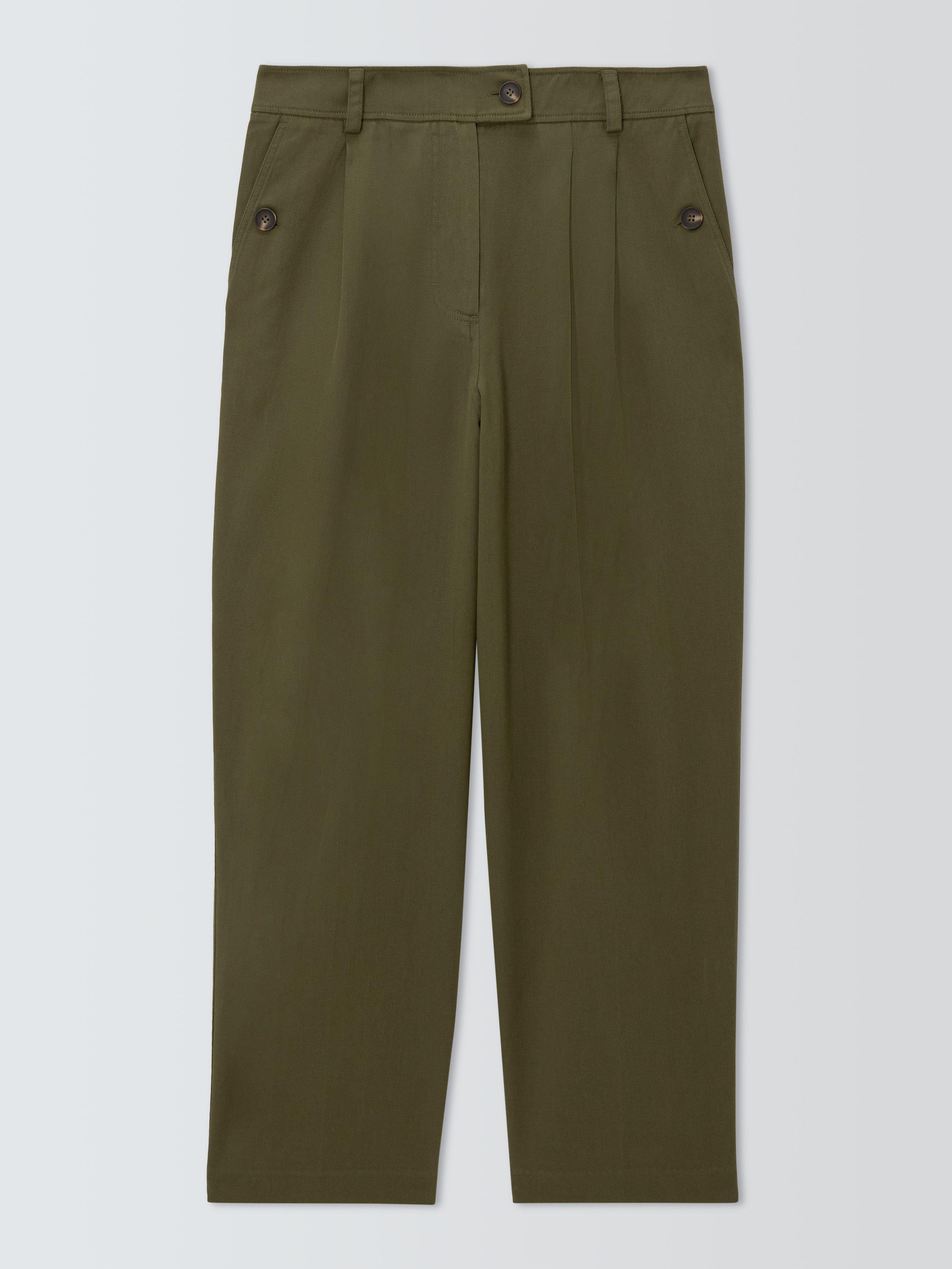 Product image 4 of 6, which shows John Lewis Pleat Front Cotton Blend Cargo Trousers, Khaki, 14