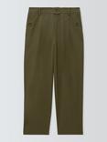 John Lewis Pleat Front Cotton Blend Cargo Trousers, Khaki