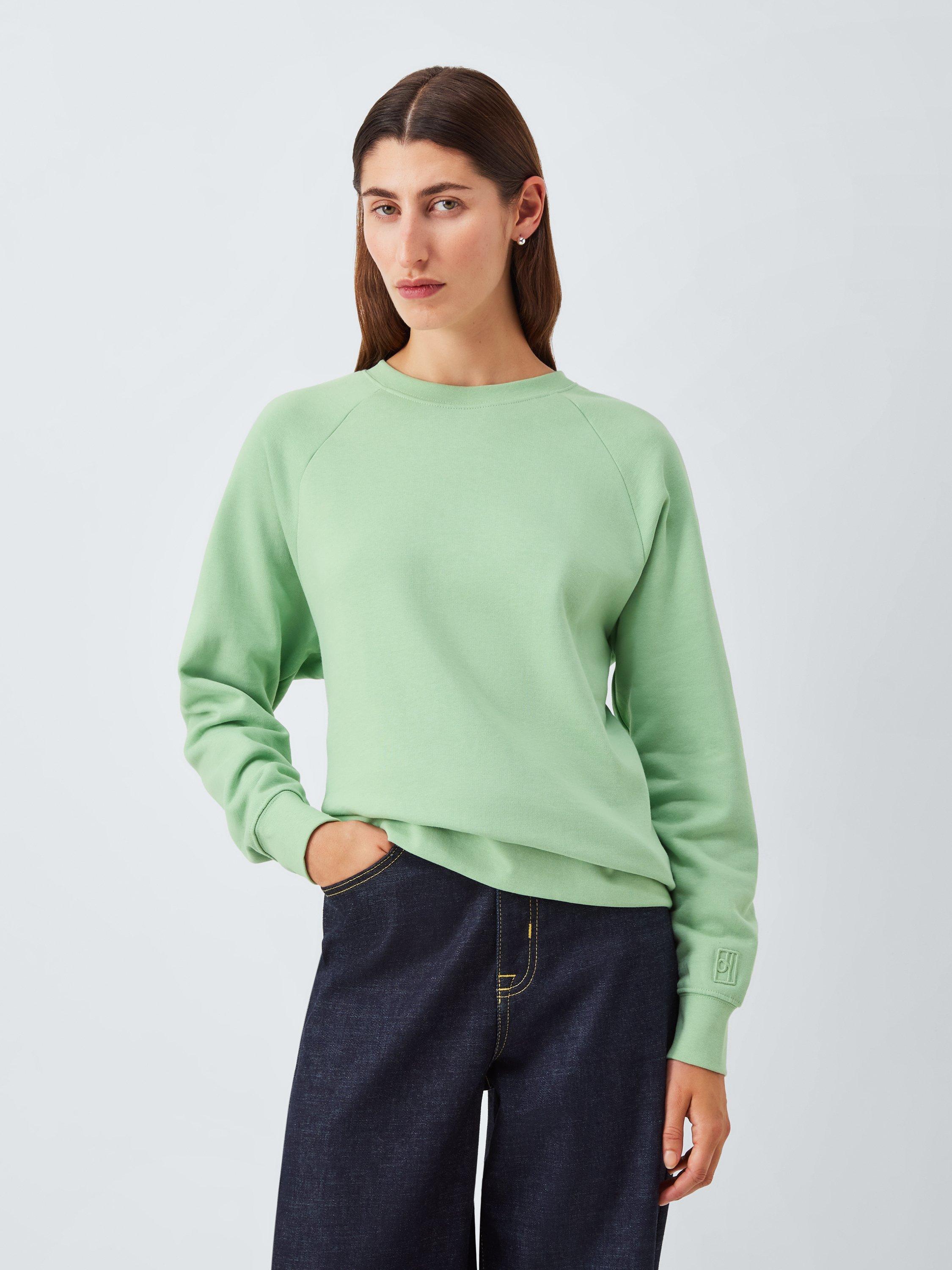 Product image 1 of 6, which shows John Lewis Crew Neck Cotton Sweatshirt, Smoke Green, 20