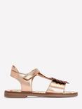 Mini Boden Kids' Fun Leather Sandals, Gold Metallic Flower
