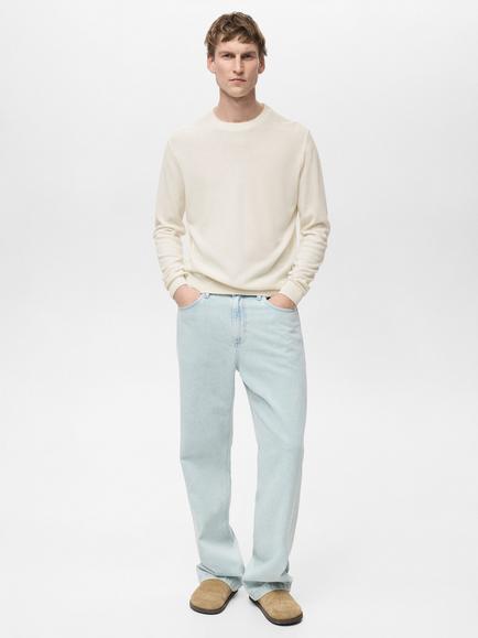 Mango Avena Cotton-Linen Jumper - view 2, Light Beige