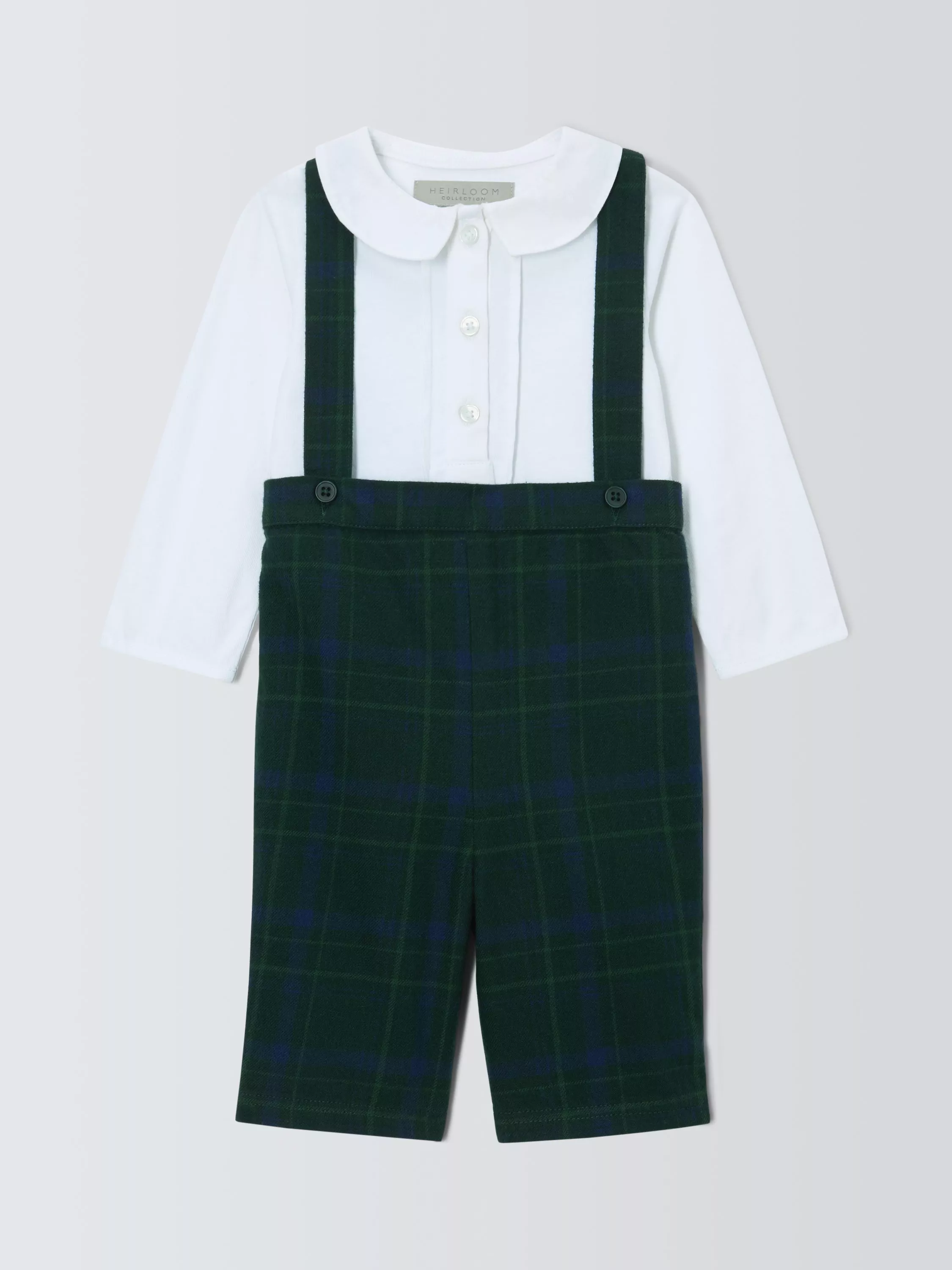 John Lewis Heirloom Collection Baby Plaid Check Dungarees and