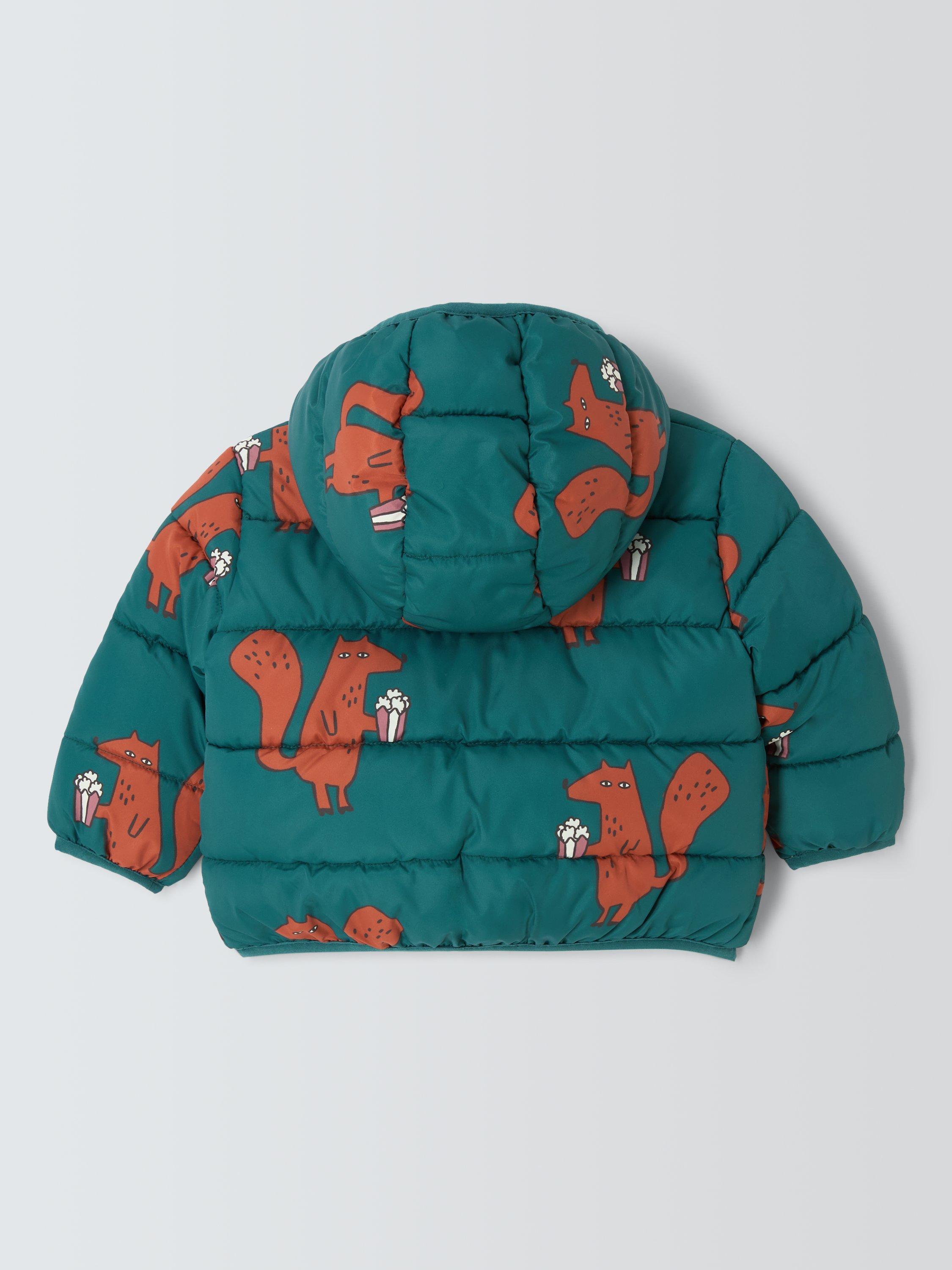 Product image 2 of 3, which shows John Lewis Baby Squirrel Puffer Jacket, Teal, 3-6 months