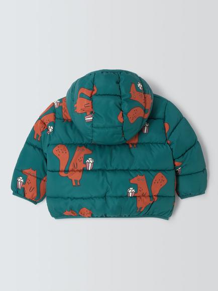 John Lewis Baby Squirrel Puffer Jacket, Teal - view 2, Teal