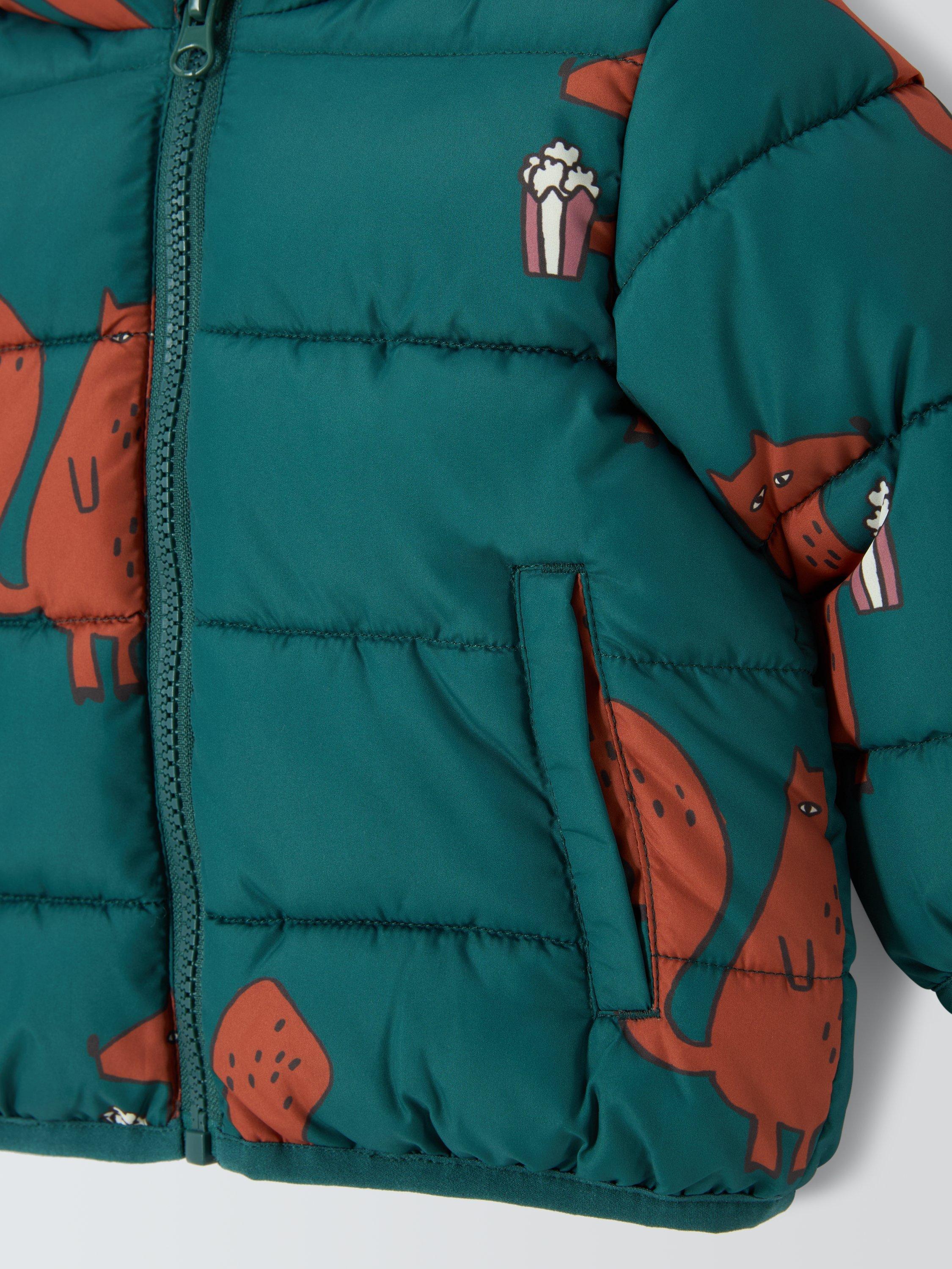 Product image 3 of 3, which shows John Lewis Baby Squirrel Puffer Jacket, Teal, 3-6 months
