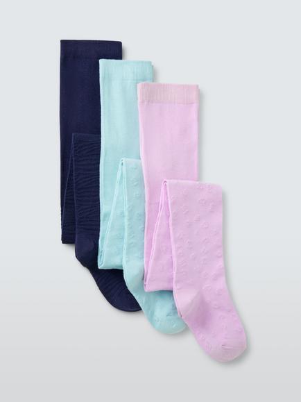 John Lewis Kids' Leopard Spot Tights, Pack of 3, Multi, Multi