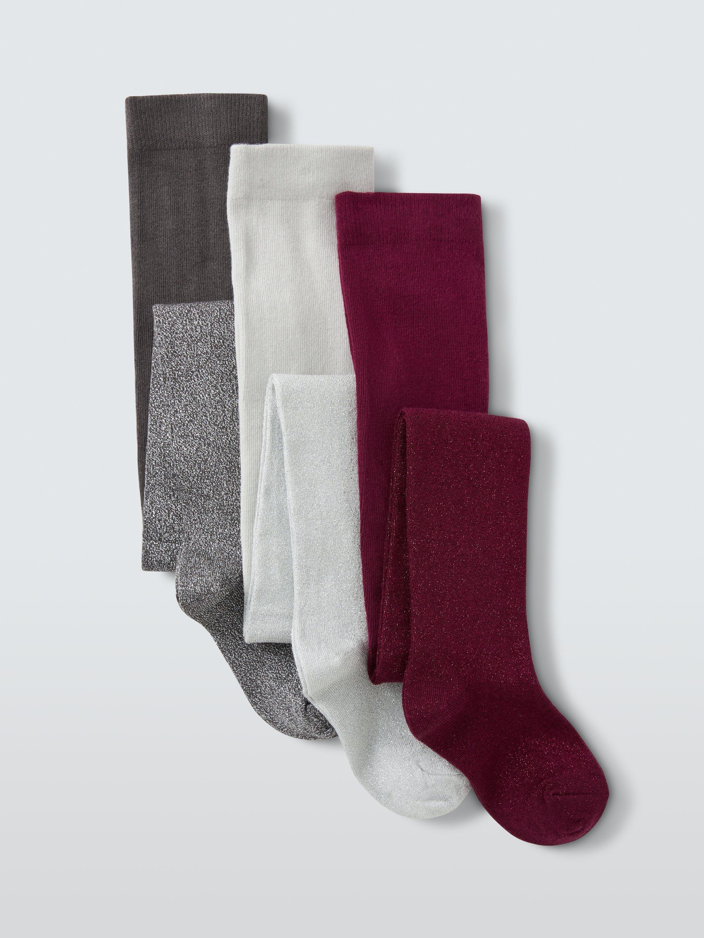 John Lewis Kids' Glitter Tights, Pack of 3, Multi