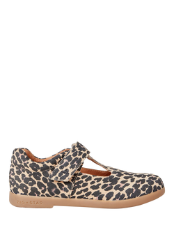 Zig+Star Kids' Leather T-Bar Shoes, Animal Print, Animal Print