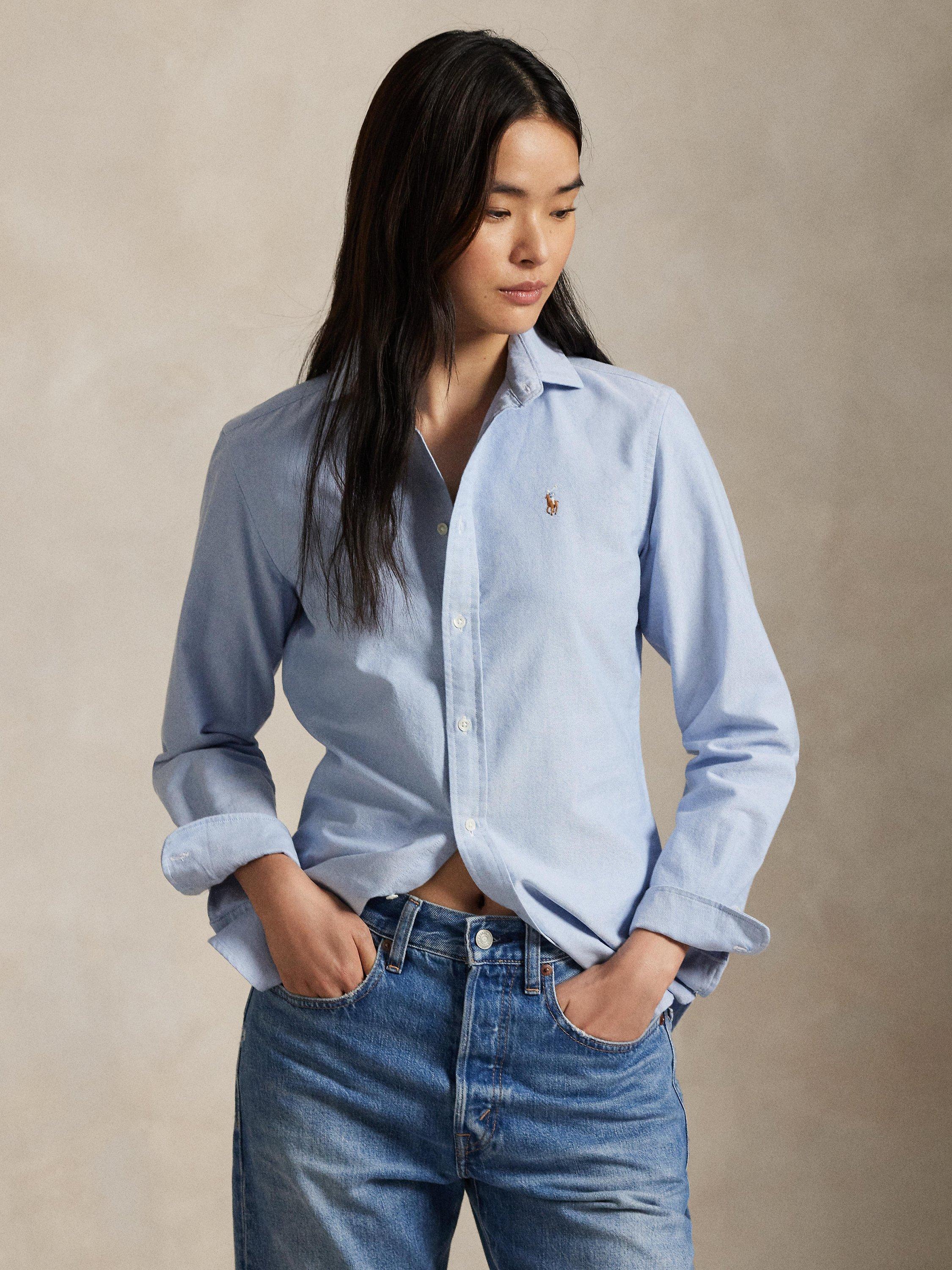 Product image 1 of 4, which shows Polo Ralph Lauren Slim Fit Oxford Shirt, Light Blue, 6