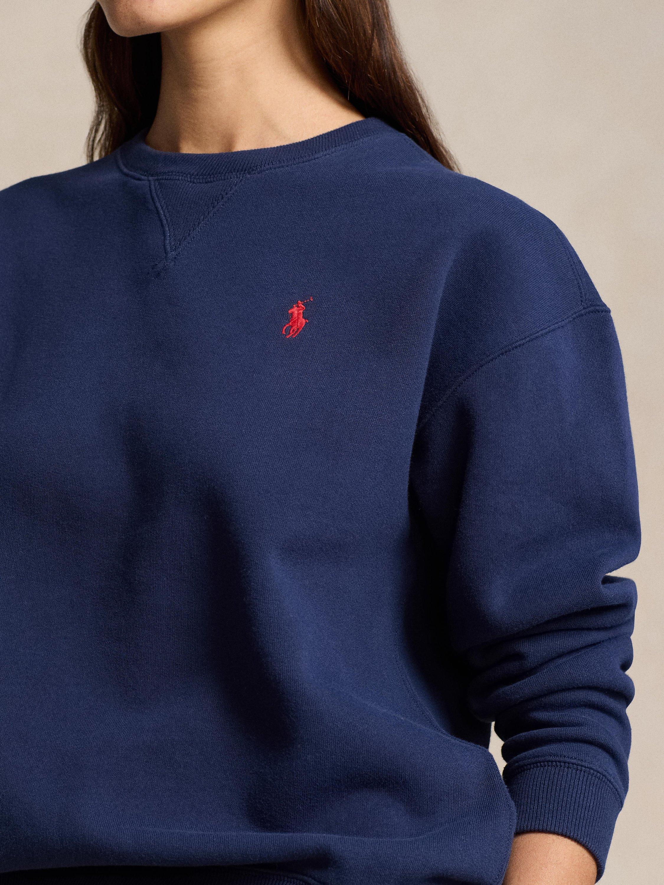 Product image 3 of 4, which shows Polo Ralph Lauren Fleece Crew Neck Sweatshirt, Navy, XXS
