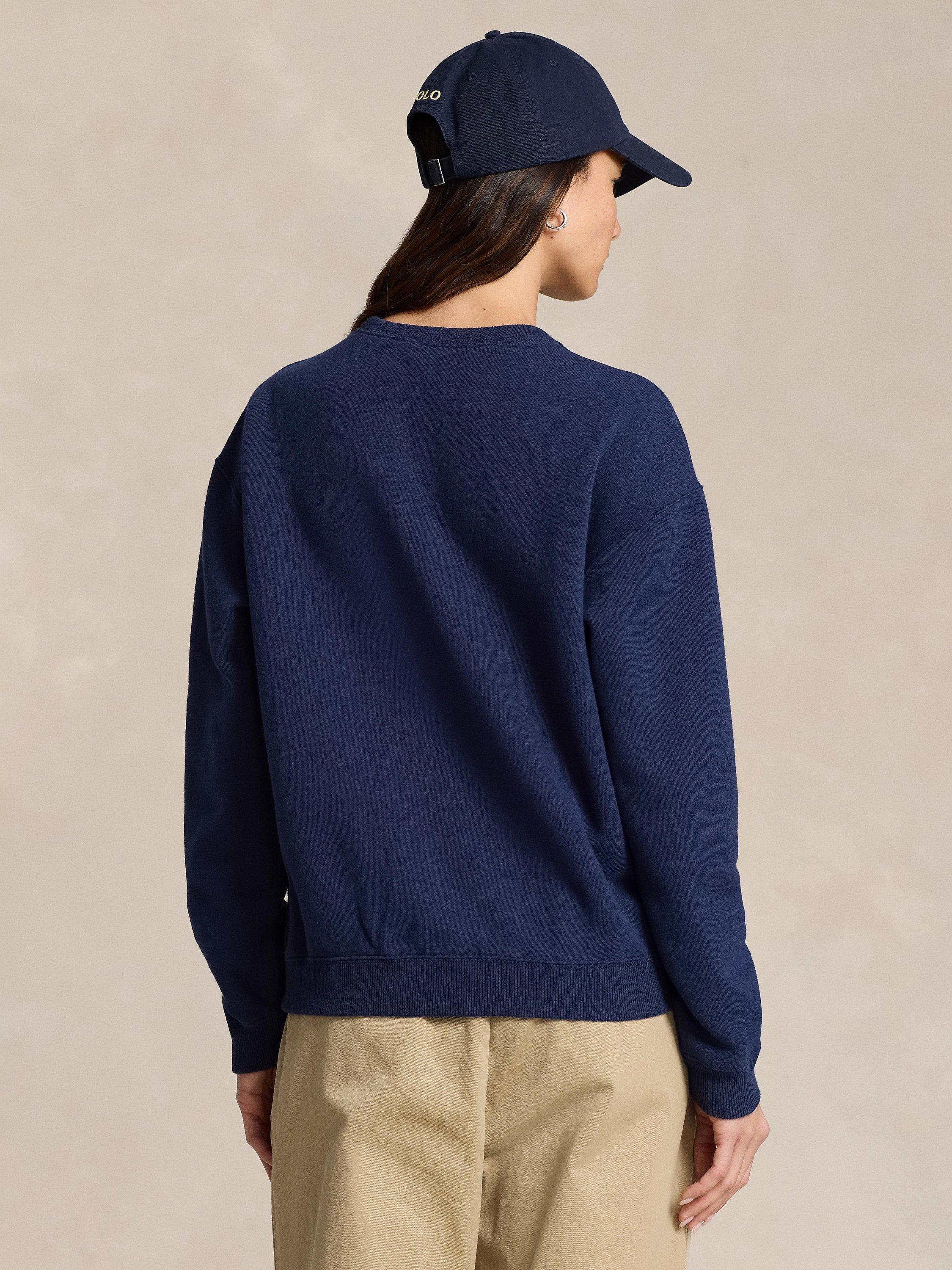 Product image 4 of 4, which shows Polo Ralph Lauren Fleece Crew Neck Sweatshirt, Navy, XXS