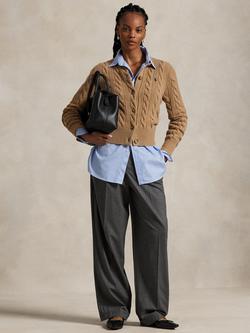 Polo Ralph Lauren Wool Blend Cable Knit Cardigan, Brown